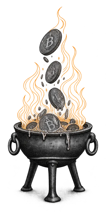 Coins melting in a brazier